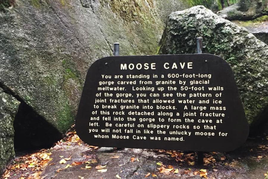 The entrance to Moose Cave in Grafton Notch State Park